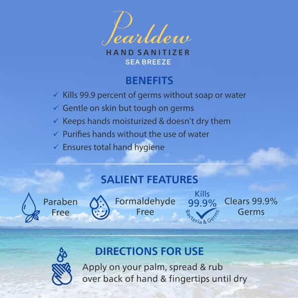 Pearldew Hand Sanitizer (Gel) Sea Breeze 60 Ml - Pack Of 8