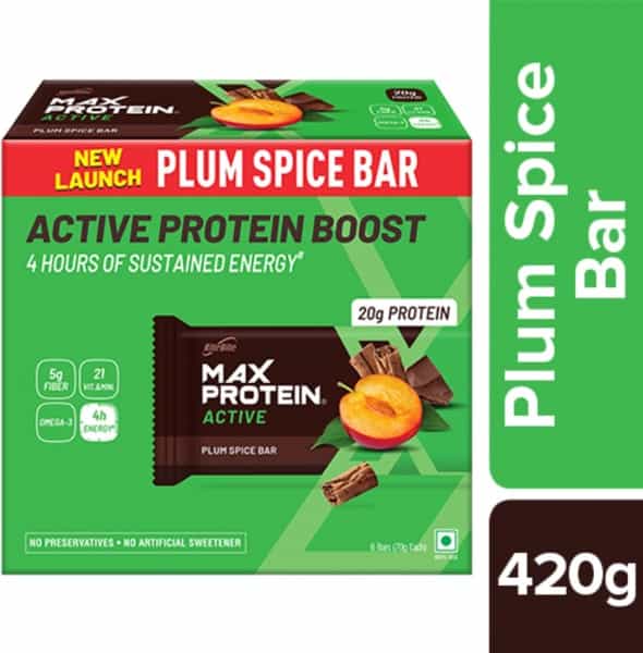 Ritebite Max Protein Active Plum Spice Bars 420G - Pack Of 6 (70G X 6)