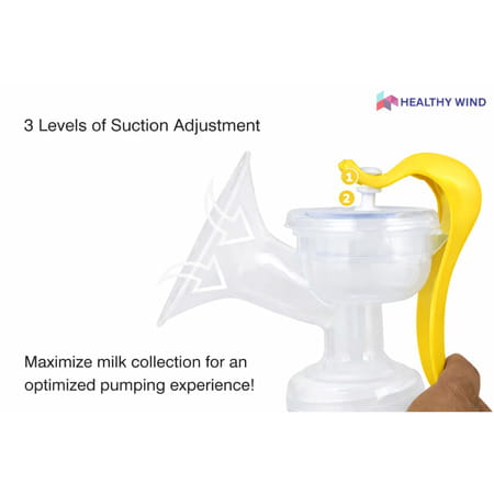 Healthywind Manual Breast Pump For Mothers | 3-Level Suction Control | Bpa Free - Manual (Yellow)