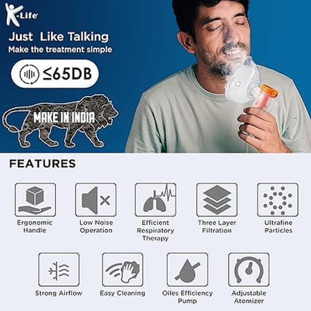 K-Life 101 Steam Respiratory Machine Kit | Baby Adults Kids | Asthma Patients Nebulizer (Brown)