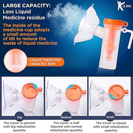 K-Life 101 Steam Respiratory Machine Kit | Baby Adults Kids | Asthma Patients Nebulizer (Brown)