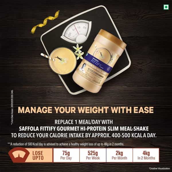 Saffola Fittify Hi-Protein Slim Meal Shake French Vanilla Buy 1 Get 1 Each Pack 420 Gm