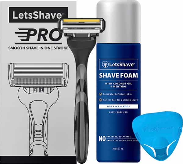 Buy LETSSHAVE PRO 4 RAZOR TRIAL KIT FOR MEN PRO 4 BLADE + RAZOR HANDLE& CAPSHAVE FOAM Online