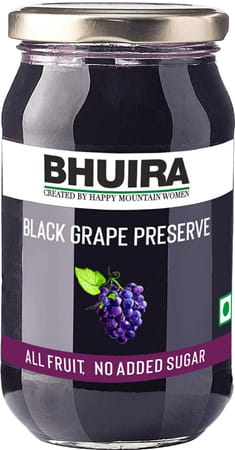 Bhuira All Natural Black Grape Preserve - 240 Gm And Apricot Jam - 240 Gm | No Sugar |- Pack Of 2