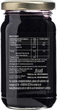 Bhuira All Natural Black Grape Preserve - 240 Gm And Apricot Jam - 240 Gm | No Sugar |- Pack Of 2