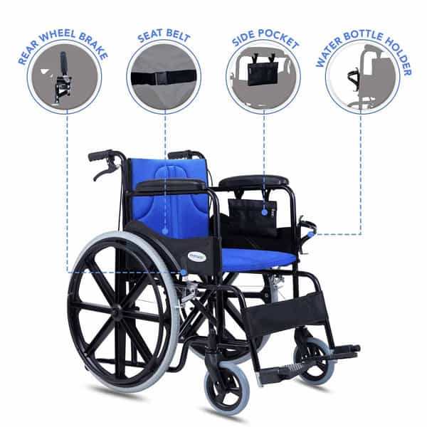 Everactiv Everyday Premium Foldable Wheelchair Blue Color