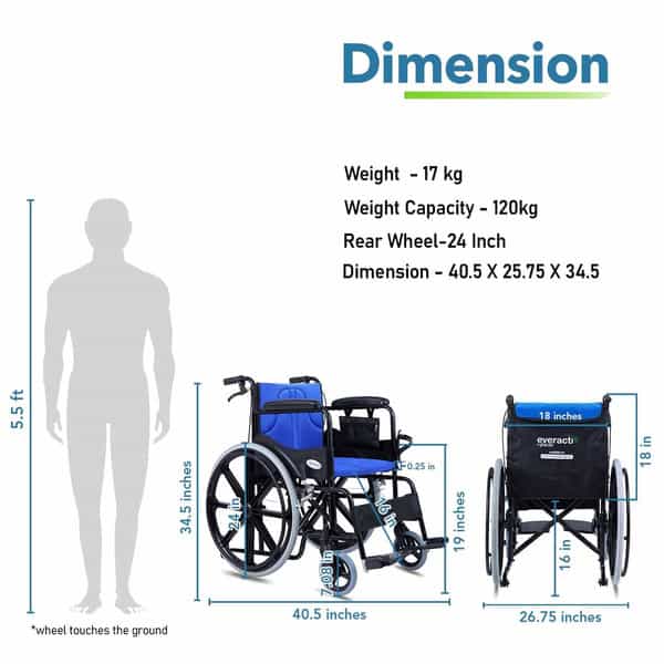 Everactiv Everyday Premium Foldable Wheelchair Blue Color