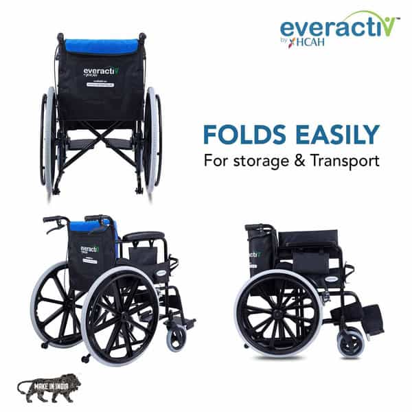 Everactiv Everyday Premium Foldable Wheelchair Blue Color