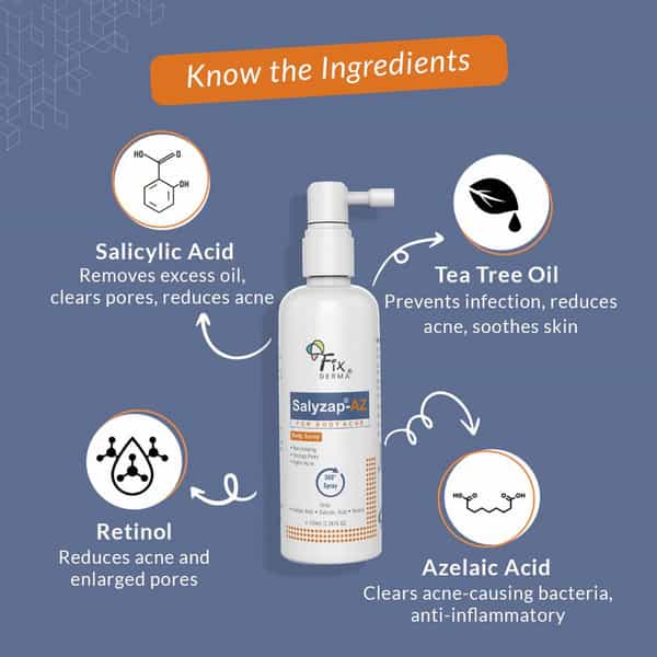 Fixderma Salyzap Az | Acne Body Spray | Bottle 100 Ml