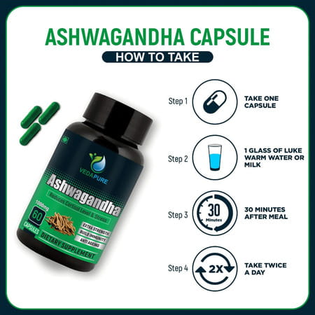 Vedapure Ashwagandha ( Withania Somnifera ) Energy & Endurance- 60 Capsules (Pack Of 1)
