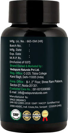 Vedapure Ashwagandha ( Withania Somnifera ) Energy & Endurance- 60 Capsules (pack Of 1)