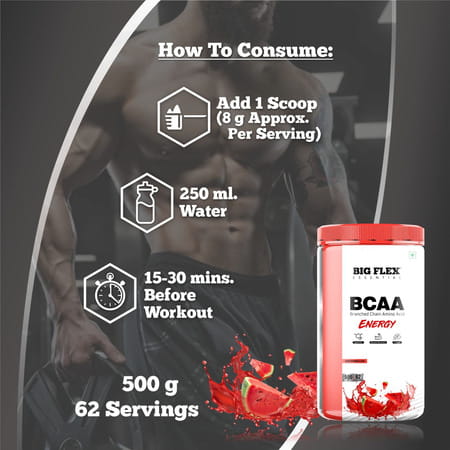Bigflex Essential Bcaa Energy Watermelon (500gm) - Jar