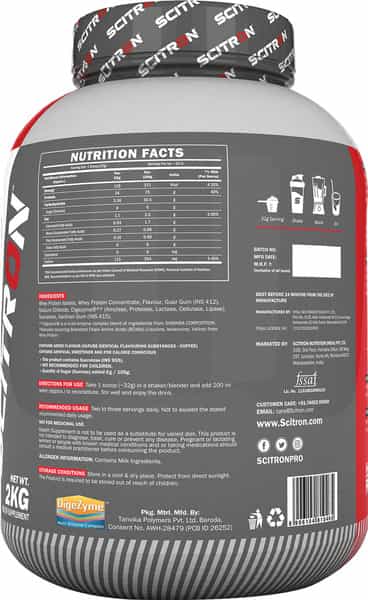 Scitron Essential Whey Protein Isolate|24G Protein, 5G Bcaas, Digezyme, Post Workout|Cafe Latte|2Kg