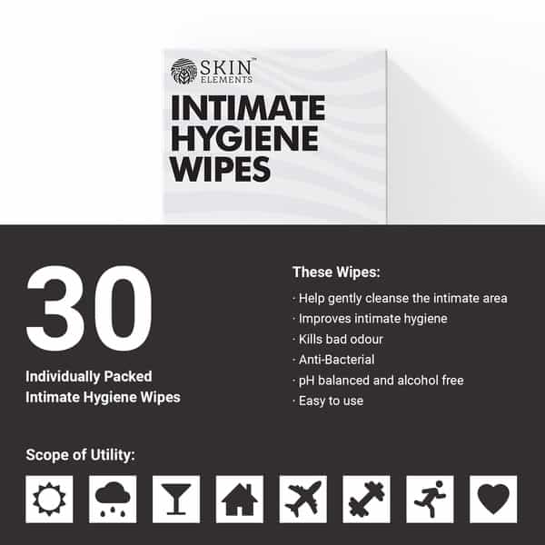 Skin Elements Intimate Hygiene Wipes With Tea Tree Oil & Neem Extracts - Pack Of 30