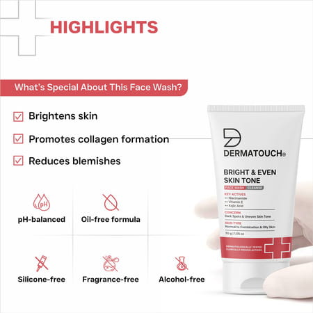 Dermatouch Bright & Even Skin Tone Face Wash - 30g Pack Of 2