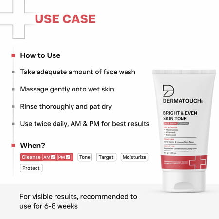 Dermatouch Bright & Even Skin Tone Face Wash - 30g Pack Of 2