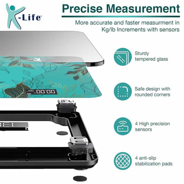 K-Life Ws-107 Digital Body Weight Machine For Home | High Precision Weighing Scale | 180Kg Capacity