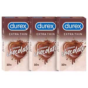 Durex Extra Thin Intense Chocolate Flavoured Condoms For Men -10s (pack Of 3)