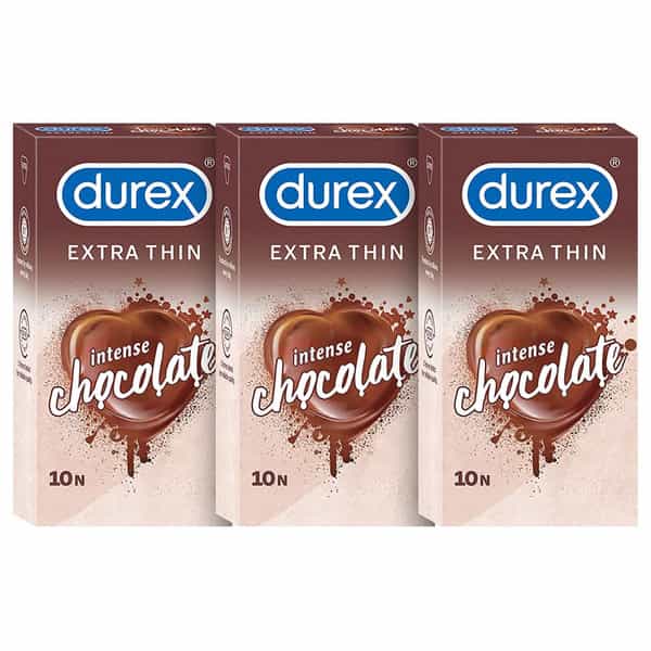 Durex Extra Thin Intense Chocolate Flavoured Condoms For Men -10S (Pack Of 3)