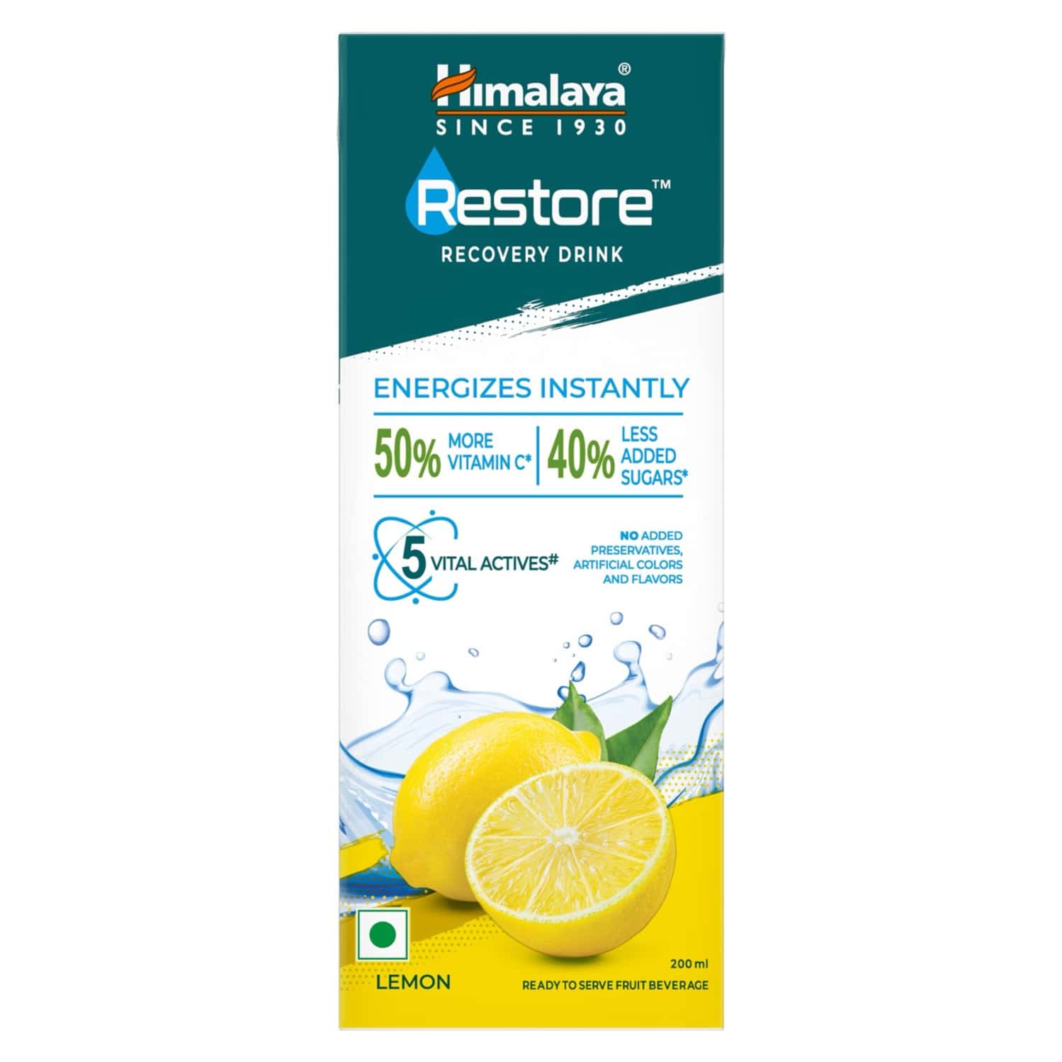 Himalaya Restore Revocery Drink | Lemon Flavor | Instant Energy | 5 Vital Electrolytes | 200 Ml