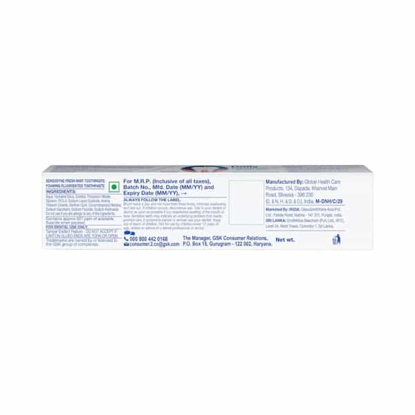 Sensodyne Sensitive Fresh Mint Toothpaste Tube Of 150G With Free Sensodyn Toothbrush Inside