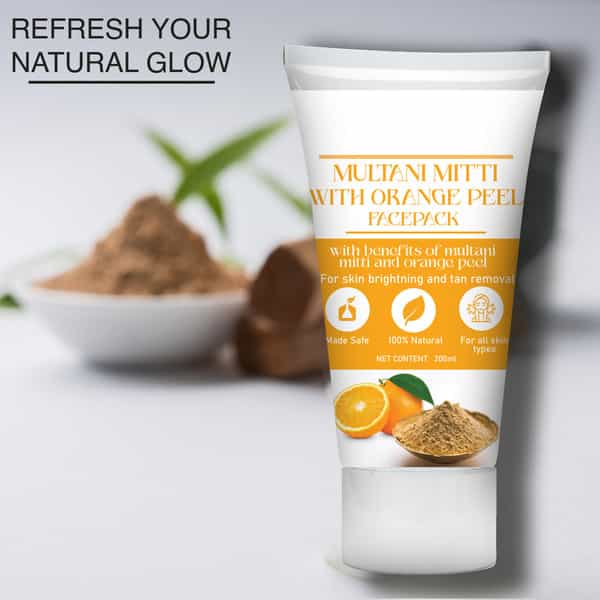 Multani Mitti With Orange Peel Face Pack - Natural Skin Cleanser For Glowing And Clear Skin (200Ml)