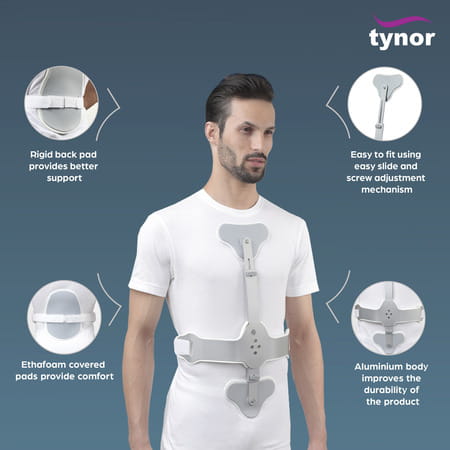 Tynor Ash Brace (Hyper Extension Brace) Silver Short 1 Set