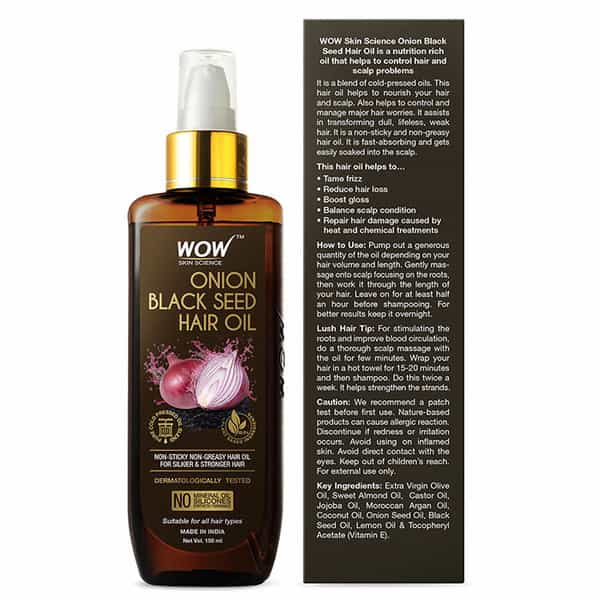 Wow Skin Science Onion Hair Oil With Black Seed Oil Extracts - Controls Hair Fall - 150 Ml