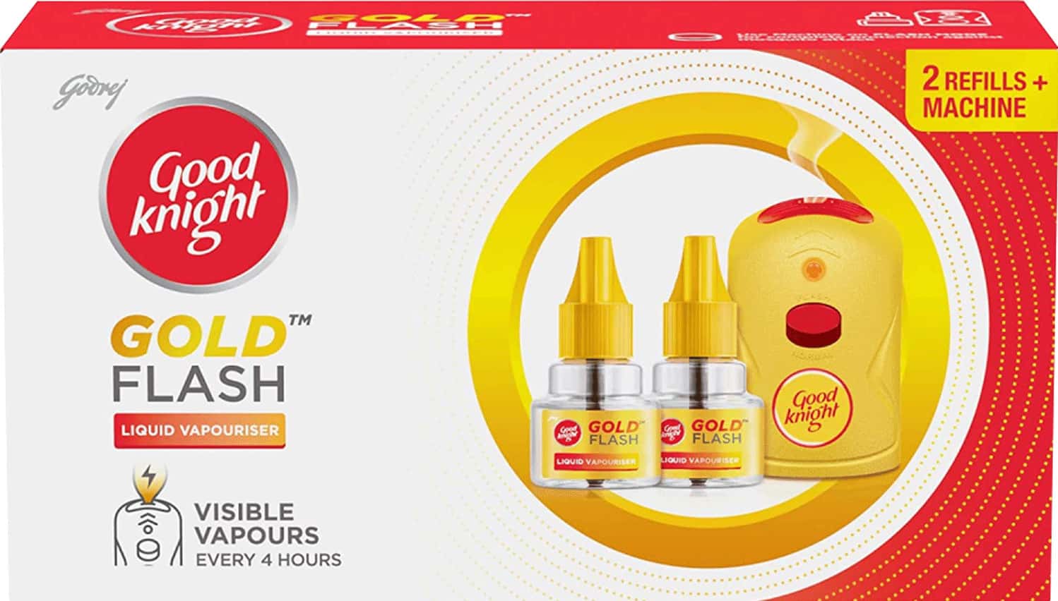 Godrej Good Knight Gold Flash Mosquito Repellent (Machine + 2 Refills) - Combo Pack-1 Unit