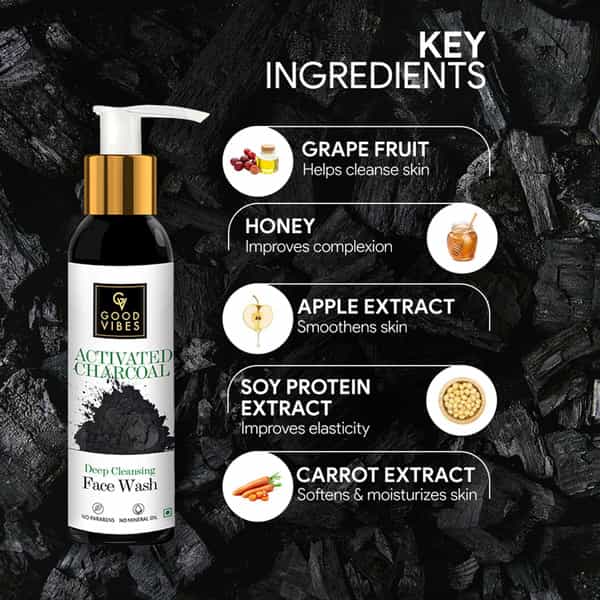 Good Vibes Deep Cleansing Face Wash - Activated Charcoal -120 Ml