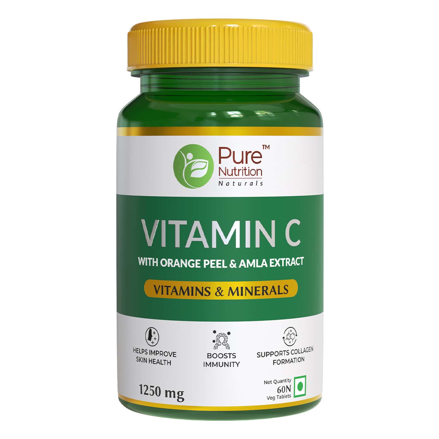 Pure Nutrition Vitamin C With Amla Extract + Zinc Supplement - 60 Veg Tablets