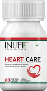 Inlife Heart Care Supplement Arjuna Moringa Ashwagandha Green Tea Curcumin -60 Vegetarian Capsules