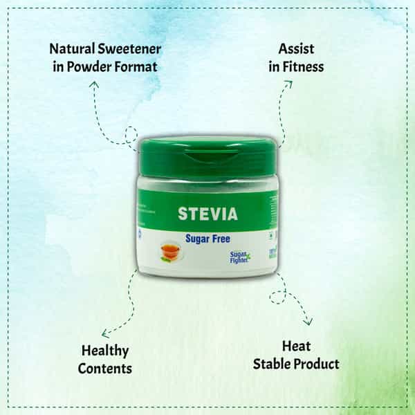 Sugar Fighter Stevia Powder Jar - Zero Calories - Sugar-Free Combo - 100Gm Jar (Pack Of 2)
