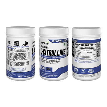 Nutrija L- Citrulline For Increased Strength & Faster Recovery (200grams | Tangy Orange)