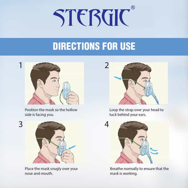 Stergeic Oxygen Face Mask Universal Fits On Every Humidifier | Oxygen Therapy Pack Of 1