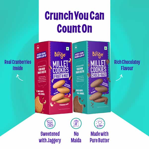 The Healthy Binge Assorted Millet Cookies Combo - Choco Ragi And Fruit & Nuts Flavor - 270G (3 Pack)