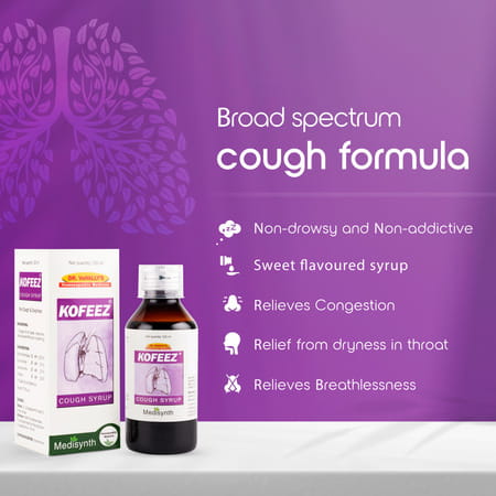 Medisynth Kofeez Cough Syrup | Homeopathic Remedy For All Type Of Cough | B.no. 784 | 450Ml