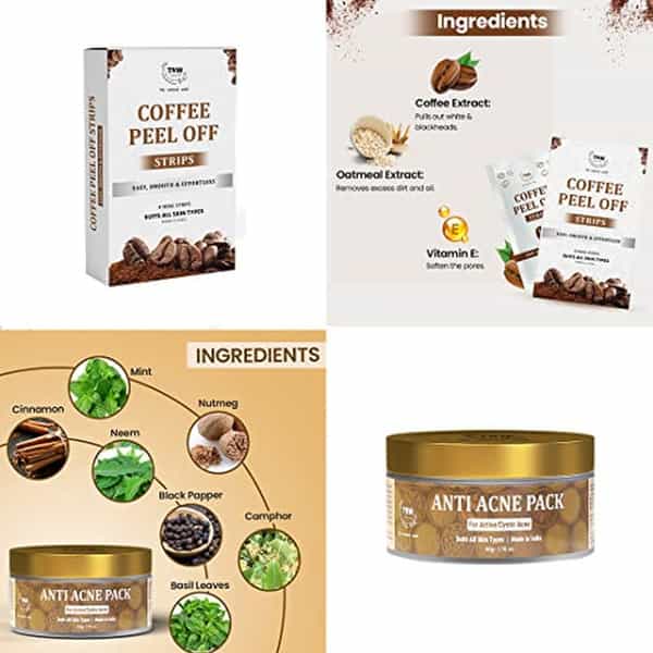 Tnw The Natural Wash Combo With Coffee Peel Off Nose Strips And Anti Acne Pack