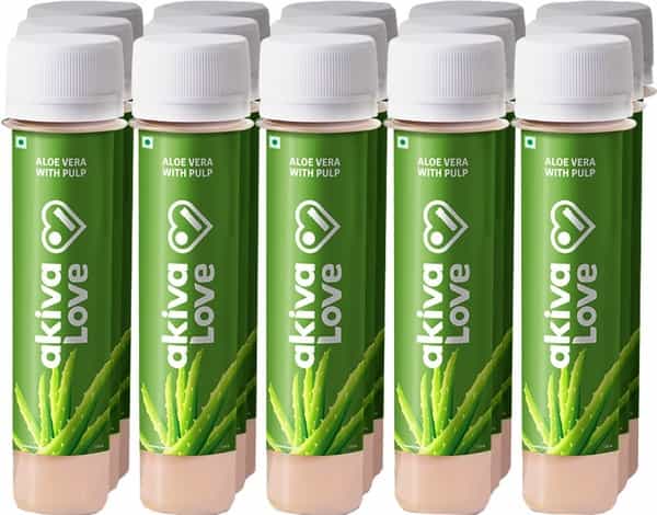 Akiva Love Skin Glow Shots With Aloe Vera Pulp & Honey (15 Shots X 40Ml) - 600Ml