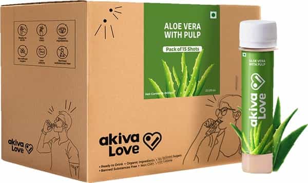 Akiva Love Skin Glow Shots With Aloe Vera Pulp & Honey (15 Shots X 40Ml) - 600Ml
