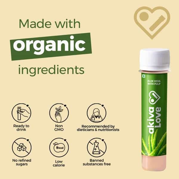 Akiva Love Skin Glow Shots With Aloe Vera Pulp & Honey (15 Shots X 40Ml) - 600Ml