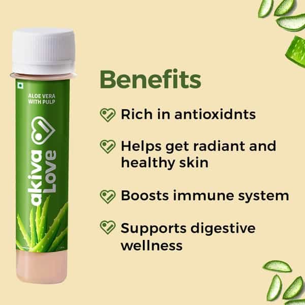Akiva Love Skin Glow Shots With Aloe Vera Pulp & Honey (15 Shots X 40Ml) - 600Ml