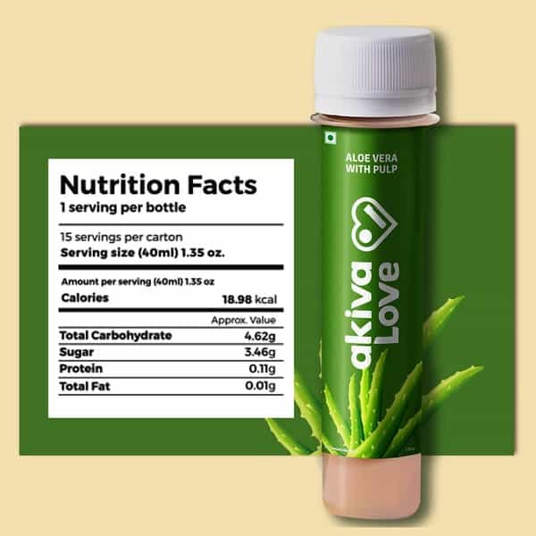 Akiva Love Skin Glow Shots With Aloe Vera Pulp & Honey (15 Shots X 40Ml) - 600Ml