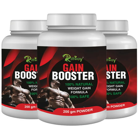 Riffway Gain Booster Weight Gain Powder | Improve Workout Performance 100% Ayurvedic (3x200gm)