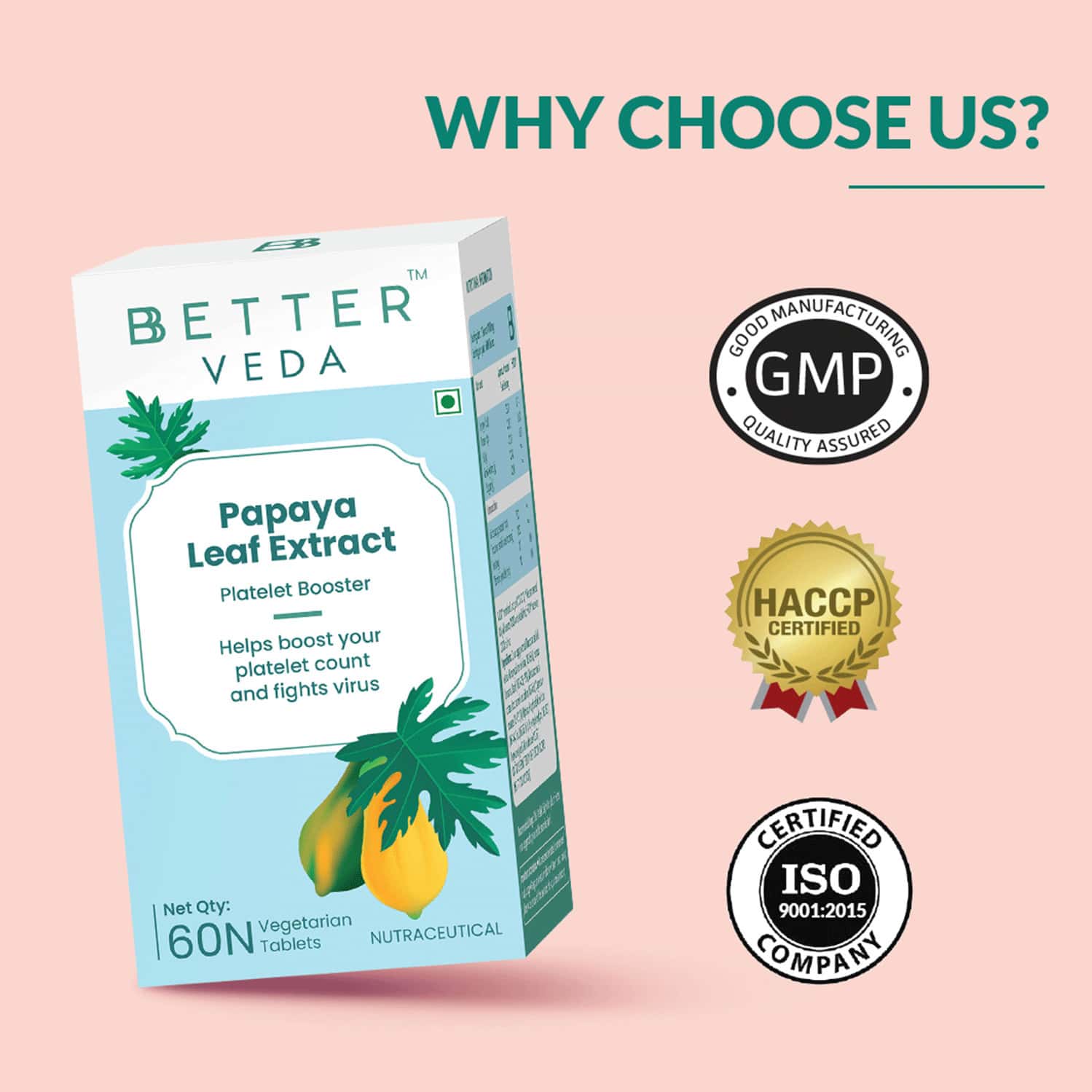 Buy BBETTER PAPAYA LEAF EXTRACT VEG 60 TABLETS Online & Get Upto 60