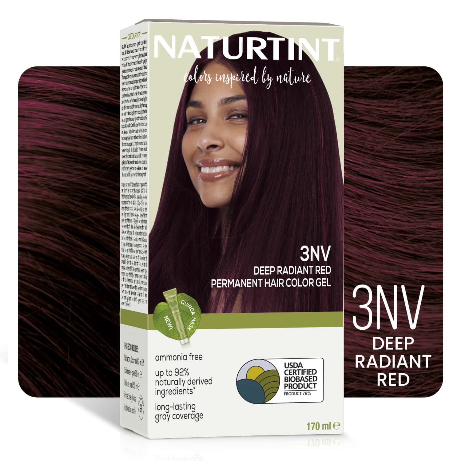 Naturtint Permanent Hair Colour 3nv Deep Radiant Red 170ml Ammonia Free 92% Natural Ingredients