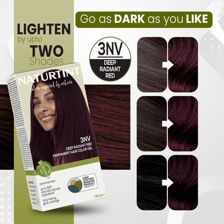 Naturtint Permanent Hair Colour 3nv Deep Radiant Red 170ml Ammonia Free 92% Natural Ingredients