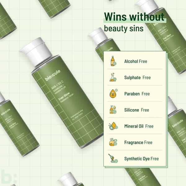 Biocule Ever Glow Radiance Vitamin C Face Toner Glycolic Acid+Vitamin C From Sugarcane & Kakadu Plum