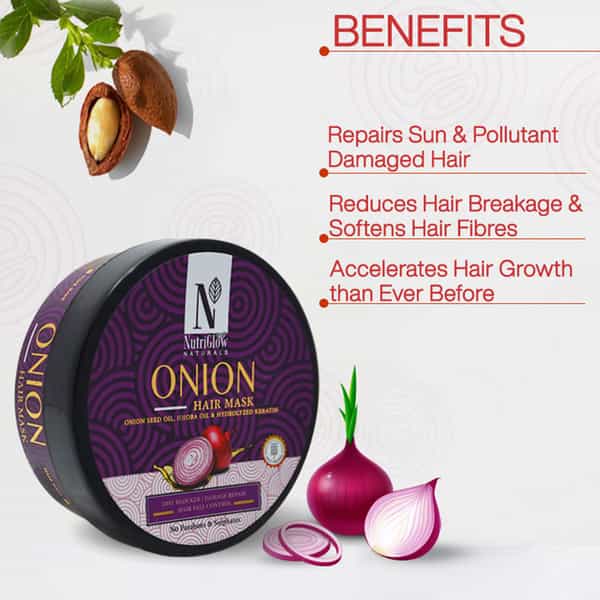 Nutriglow Natural's Onion Hair Mask/Soft & Shiny Hair/For All Kind Of Hair (200 Gm)