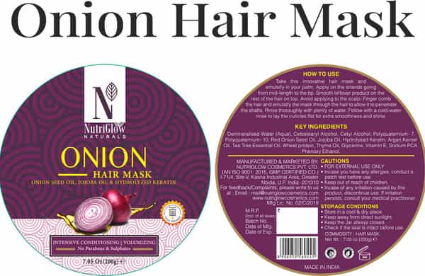 Nutriglow Natural's Onion Hair Mask/Soft & Shiny Hair/For All Kind Of Hair (200 Gm)
